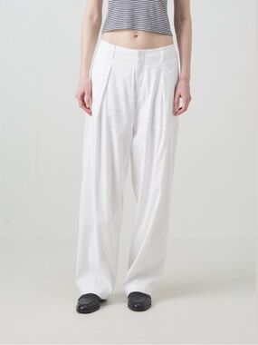 RAG & BONE Donovan Linen Blend White Wide Leg High Rise Trouser Pants Size 0
